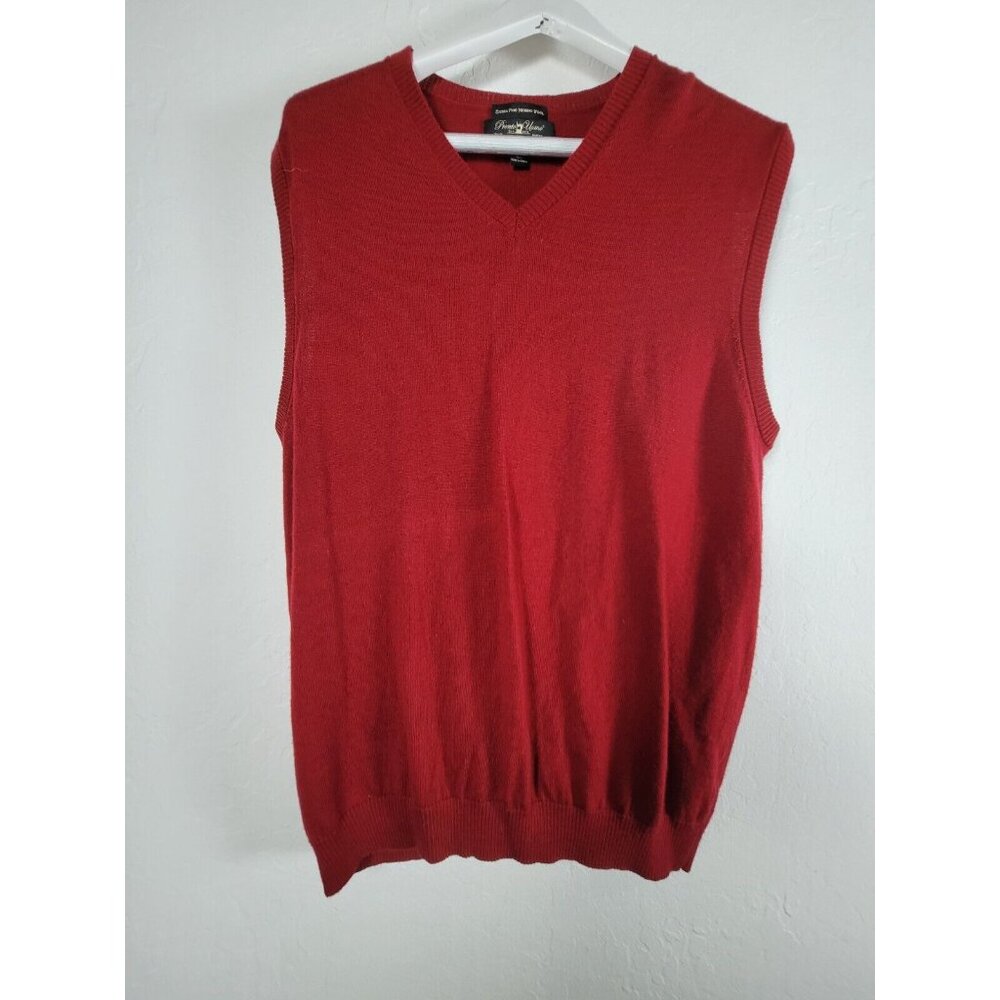 Pronto Uomo Womens XL Red Extra Fine Merino Wool V-Neck Sleeveless Sweater Vest